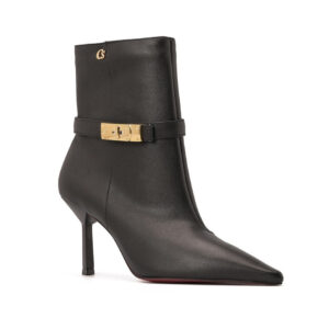 Bota em Couro Preta com Tira de Metal Removível