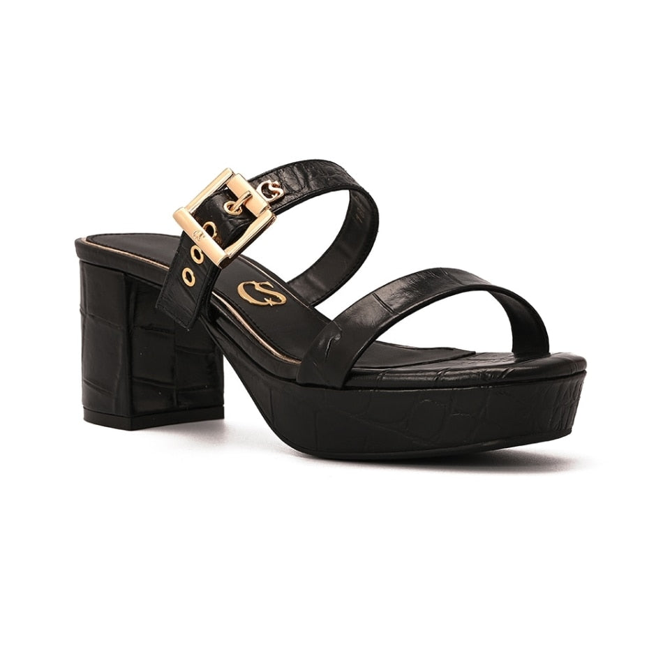 Tamanco Plataforma Preto com Fivela