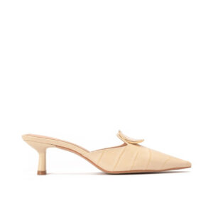 Mule com Metal Personalizado Bege Manteiga