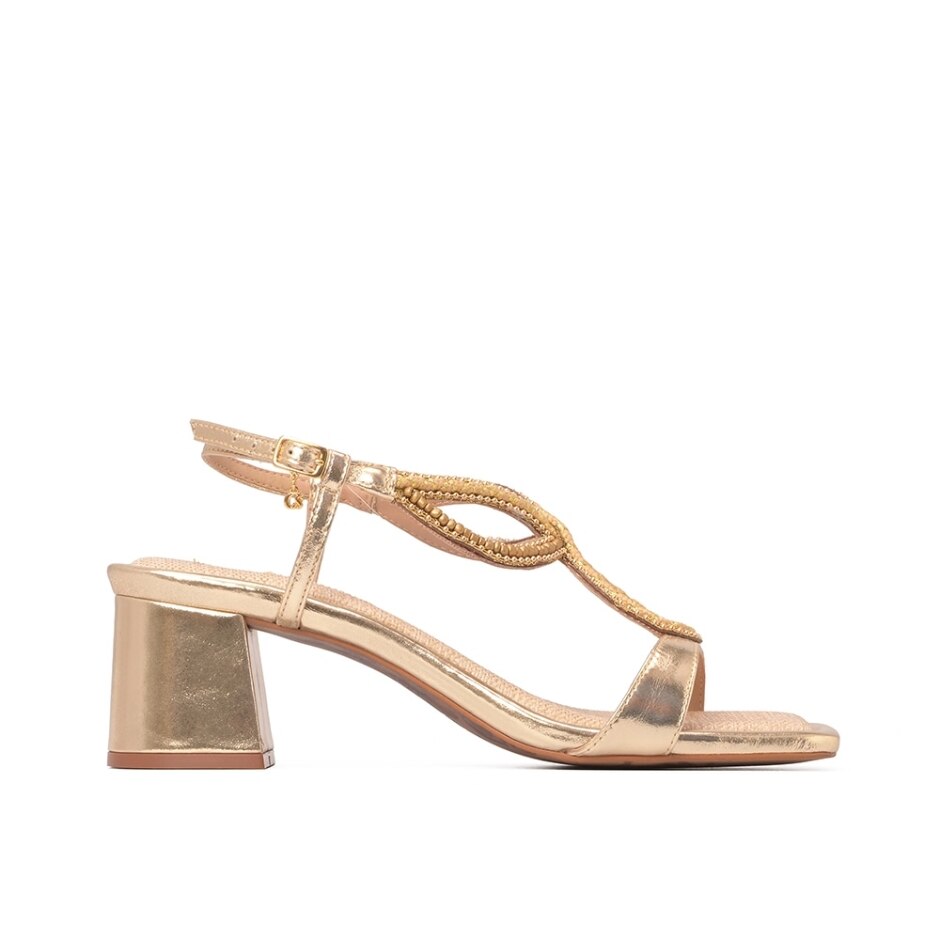 Sandália com Bordado Artesanal Gold