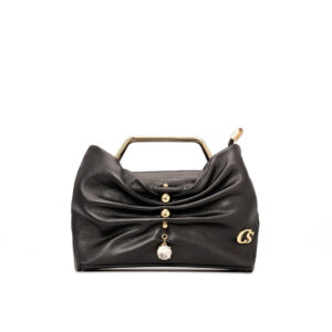 Bolsa de Couro com Alça em Metal Preta