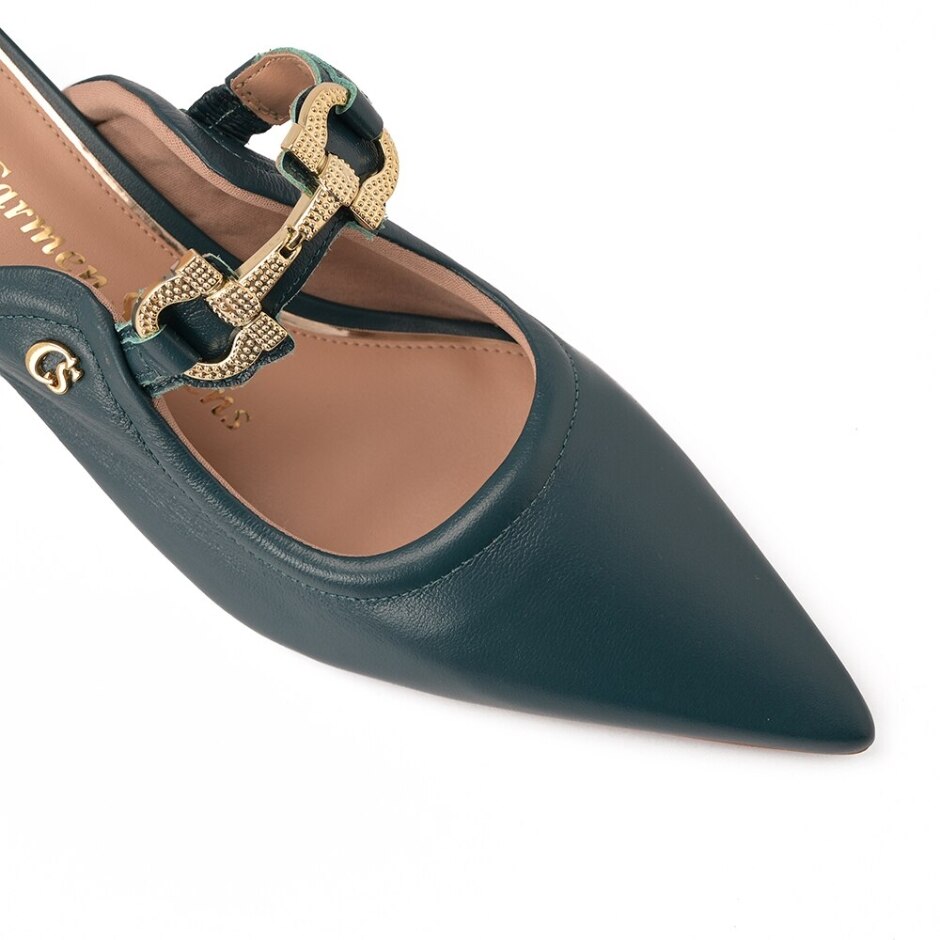 Mule em Couro Verde com Detalhe de Bridão Dourado - Image 4