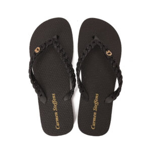 Chinelo com Correntes e Glitter Preto