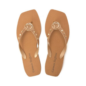 Chinelo com Metais Dourado