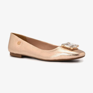 Sapatilha Dourada Gold com Pedrarias e Cristais