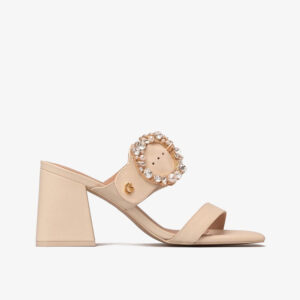 Tamanco com Tiras e Fivela com Pérolas E Cristais Off-white