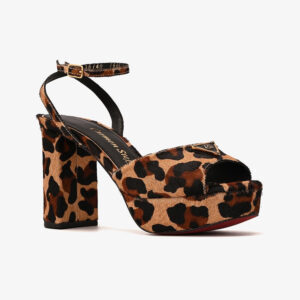 Sandália Plataforma em Couro Animal Print com Metal Personalizado CS