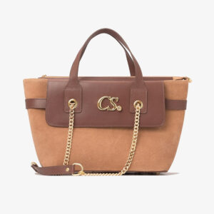Bolsa Shopping em Couro Bicolor
