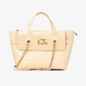 Bolsa Shopping em Couro Bege Manteiga