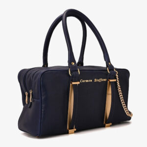 Bolsa Baú Azul Marinho com Detalhe de Corrente