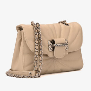Bolsa de Matelassê Off-White com Metal Texturizado