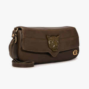 Bolsa Verde Musgo com Metal de Leopardo