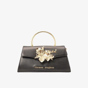 Bolsa com Aplique de Flor Preta