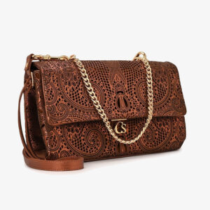 Bolsa Cobre em Couro com Recortes a Laser