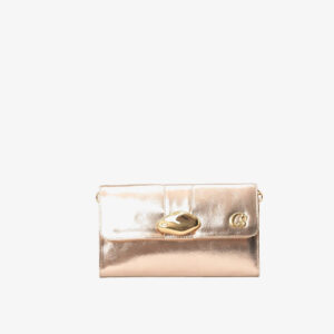 Bolsa Carteira com Aplique de Metal Gold
