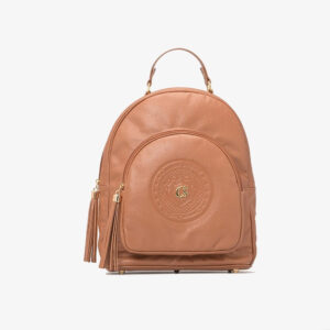 Mochila de Couro com Brasão Cs Caramelo