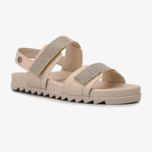 Papete Tratorada com Velcro e Cristais Off-white