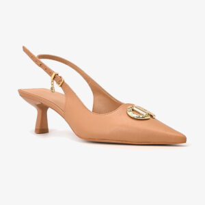 Scarpin Slingback Tan com Enfeite Texturizado