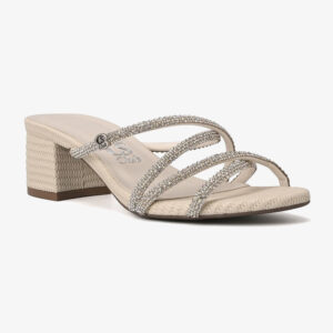 Tamanco Off-white com Tiras de Cristais