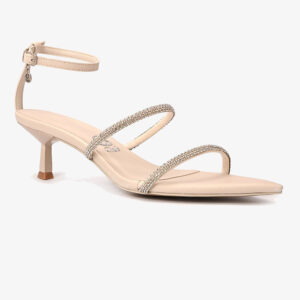 Sandália Off-white Tiras Finas e Bico Folha