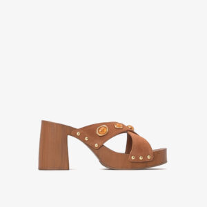 Tamanco com Enfeite Boho Caramelo