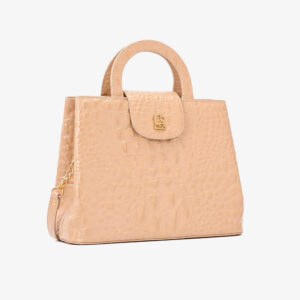 Bolsa Anna Couro Croco Manteiga
