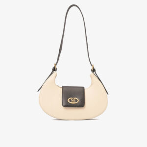 Bolsa Baguete Meia Lua Off-white/Preta