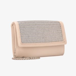 Bolsa Off-white com Brilho e Alça em Corrente