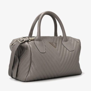 Bolsa Transversal e de Mão Grande Cinza Smoke em Couro