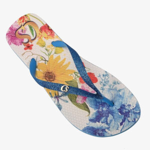Chinelo Azul Estampado Flowers