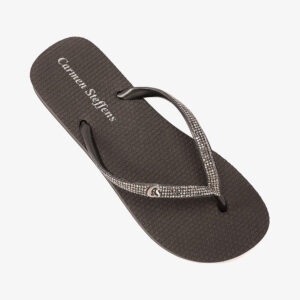 Chinelo com Manta de Cristais Preto