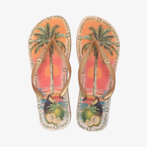 Chinelo com Pedra Cristal Dourado