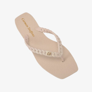 Chinelo com Corrente e Glitter Off-white