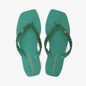 Chinelo com Correntes e Glitter Acqua