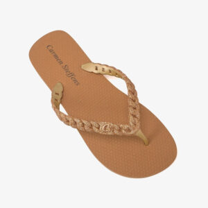 Chinelo com Corrente e Glitter Dourado