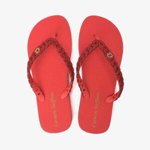 Chinelo com Correntes e Glitter Pimenta Rosa